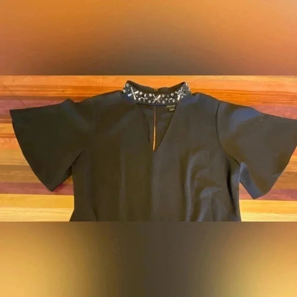 Ann Taylor Black Jewel Neck Blouse, 12, NWT - Picture 6 of 9